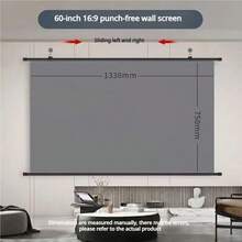 Projection Screen 4K HD Home Theater Projector Screen Manual Pull Down Movie Screen For Indoor Outdoor 60"/72"/84" - Xám - Xem 7