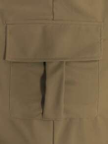 Fashion Solid Color Casual Loose Drawstring Waist Cargo Pants Spring - Khaki - View 5