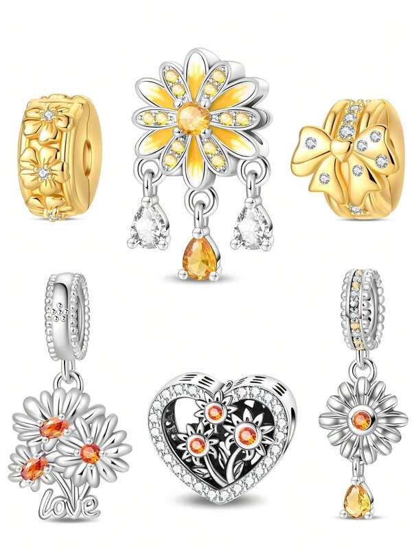 1pc DIY Exquisite Heart-Shaped Daisy, Teardrop Daisy, Bow, And Small Flower String Ornaments, Suitable For DIY Bracelets, Bracelets, Necklaces, And Other Jewelry, Ideal As Birthday Or Holiday Gifts For Women And Girls.