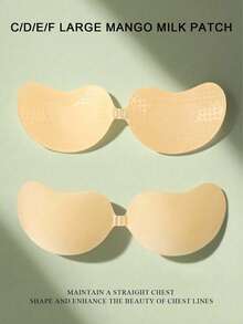 1/2件装加大码硅胶隐形聚拢文胸 - 无肩带露背隐形文胸，前扣式，可重复使用，透气