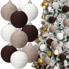 6 pièces Boules de Noël - Style Boho Ferme, Boules suspendues, Ornements rustiques neutres pour décorations d'arbre de Noël, couronnes de Noël, guirlandes, décoration de mariage d'hiver, décorations saisonnières pour la maison, thème de Noël campagnard vintage, accents de fête de Noël cosy, et projets d'artisanat rustique Décoration de maison Décorations de Noël Décoration de chambre