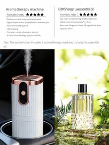 1 máy khuếch tán tinh dầu điện màu trắng, thích hợp sử dụng tại nhà, xe hơi, khách sạn, có thể treo tường/để bàn, 5 chế độ hoạt động, sạc USB, 6 lựa chọn tinh dầu. Thích hợp cho ô tô, nhà ở, phòng khách, phòng ngủ chính và văn phòng. Cung cấp nhiều tùy chọn bộ sản phẩm (Tùy chọn: 1/2/3 chai tinh dầu + 1 máy khuếch tán) để lấp đầy căn phòng bằng hương thơm. - trắng - Xem 18