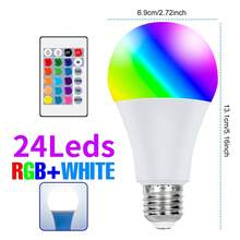 25W LED Smart Bulb RGB With Remote Control E27/E26 Colorful Indoor 220V/110V Multi-Color Changing Dimmable Recessed Ceiling 5W Bedroom Holiday Night Decoration 15W 4 Flashing Modes Party Bar Spotlight 20W Living Room Gaming Backlight Atmosphere Light 10W - RGB Bulb-with 24key Remote(E27/E26) - View 20