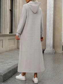 Váy dài tay lót giữ nhiệt có mũ trùm đầu dành cho nữ, phù hợp cho mùa thu, đông và xuân - Màu Xám nhạt - Xem 6