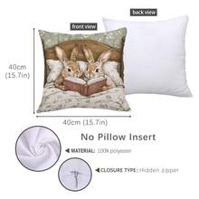 MEMNUN 1pc/2pcs 17.7*17.7in(45*45cm)/19.69*19.69in(50*50cm)/15.75*15.75in(40*40cm) Easter Cartoon Rabbit Reading Story Printed Polyester Pillow Cover [No Pillow Insert], Home Decor Cushion Cover For Bed, Sofa, Car, Suitable For Daily Use Or High-End Minimalist Self-Use Decoration - Multicolor - View 15