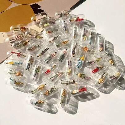 Transparent Capsule Mini Colorful Arabic Figurine Pendant DIY Earring Jewelry Accessories