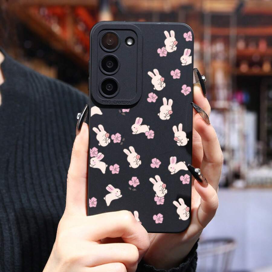Funda de teléfono mate de lujo para Samsung, funda de teléfono de flor y conejo para Galaxy S24 Ultra S23 Plus S22 + S21 S20 FE S10 A72 A54 5G A53 A52 A52S A15 A14 A13 A12 A22 A21S A51 A33 A32 A23 5G GT2, funda protectora de silicona suave a prueba de golpes para niños, niñas y hombres - Colores mixtos - Ver 1