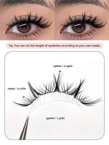 Asiteo 5 对动漫假睫毛 - 自然、浓密的漫画风格，带透明带状睫毛，适合初学者，非常适合角色扮演和日常化妆