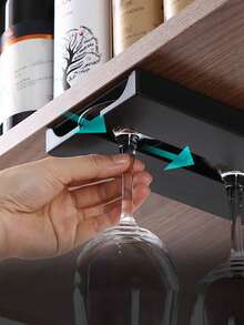 1 pieza/2 piezas Estante colgante para copas de vino, soporte duradero para copas, montado debajo del gabinete sin necesidad de perforar, estilo minimalista ahorra espacio, apto para uso doméstico y comercial, se adapta a diámetros de copas de 3-8.5 cm/1.18-3.35 pulgadas, regalo ideal para Halloween, Acción de Gracias, Navidad y preparación de cocina estacional, disponible en blanco y negro