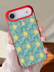 Aqua Blue Floral Botanical Phone Case Cover Light Colored Frame Green Leaves Yellow Center Bloom Design Protective Cover Compatible With IPhone 17promax/17pro/17/17Air/16promax/16pro/16plus/16/15promax/15pro/15plus/15/14promax/14pro/14plus/14/13promax/13pro/13/12promax/12pro/12 - 白色 - 查看 8
