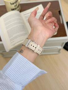 1件適用於Apple Watch女性PU環形錶帶 38MM 40MM 41MM 42MM 44MM 45MM 46MM 49MM Ultra 11/10/9/8/7/6/5/4/3/2 SE - 米色 - 查看 3