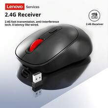 Lenovo 联想N02无线鼠标，2.4G无线连接，4个按键，强抗干扰能力，智能睡眠模式，超长续航，便携设计，适用于办公室、笔记本电脑、台式机和平板电脑。 - 黑色 - 查看 4