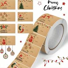 1roll Christmas Gift Tags Stickers Christmas Gift Labels Stickers Self-Adhesive Christmas Name Tags Thank You Stickers - Multicolor - View 7