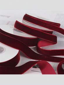 1 Roll Of 5 Yards Luxurious Burgundy Velvet Ribbon Soft, Single-Sided, And Durable, Suitable For Gift Wrapping, DIY Jewelry Making, Christmas Tree Decoration, Wedding Scene Arrangement, And Home Decor Perfect For Making And Decorating Christmas Ornaments, Christmas Pajamas, Christmas Gifts And Decorations, Valentine's Day Decorations, Valentine's Day Gifts, And Valentine's Day Accessories. - Multicolor - View 9