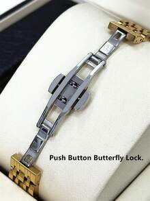 Pablo Raez 1 pezzo Orologio da donna di lusso in oro 18K, gioiello di moda, orologio da polso blu, accessori in acciaio inossidabile, movimento al quarzo, colore dorato IPG antiossidante, orologio da abito - Tagli Unica - Visualizzare 5