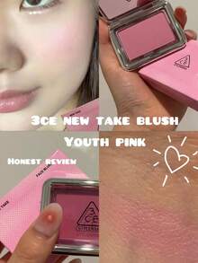 3CE Brand New TAKE FACE Blush #Youth Pink 4.5g Velvet Finish - Easily Blendable Blush, Silky Powder Texture, Easy To Apply, Non-Caking, Creates A Natural Skin-Like Finish, Soft Color Payoff, Long-Lasting And Smudge-Proof | Korean Makeup, Korean Cosmetics, Gift Set, 4.5g/0.16oz - #YOUTH PINK - 查看 3