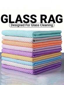 10pcs Glass Cleaning Cloths With Fish Scale Pattern, Household Cleaning Rags, Decontamination Cloths, Dish Towels, Window Wipers, No Trace, Multi-Purpose Cleaning Cloths, Cleaning Supplies, Cleaning Tools, Back To School Supplies, Kitchen, Bathroom - Multicolor - View 1