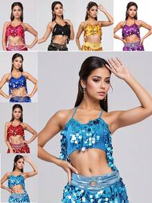 Sequin Fringe Halter Neck Decorative Accessory Set For Festival Rave Party Carnival Dance Performance - Multicolor - View 2