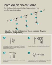 SONGMICS Perchero de Pared, Colgador de Pared, Estilo Industrial, Ahorra Espacio, 30,4 x 170 x 7 cm, Capacidad de Carga de 68 kg, Fácil Montaje, para Espacios Reducidos, Blanco Nube - Ca. 30,4 x 170 x 7 cm - Übersicht 5