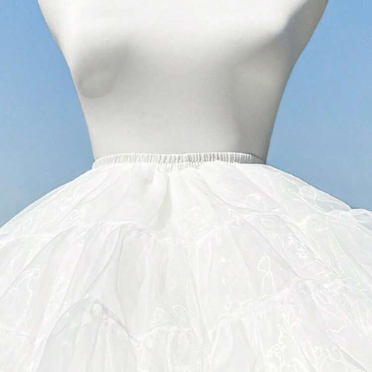 1 chiếc váy lót Lolita bằng vải tuyn trắng bồng bềnh, thích hợp cho cosplay, dạ hội, váy lót cô dâu, váy múa ba lê, váy tuyn 4 lớp, Halloween. - trắng - Xem 5