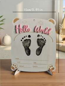 1pc Newborn Photography Props "HELLO WORLD" Baby Birth Announcement Sign, Wooden Baby Name Announcement Plaque, Baby Memorial Items, Baby Shower Easter Gifts, Girls/Boys
