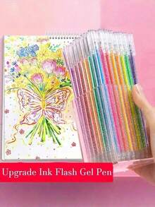 8/12/18/24 Farben Glitzer Gelschreiber, bunte Stifte hochwertige Schreibwaren Stifte, DIY Album Malerei Leuchtstoffstifte, bunte Glitzer Gelschreiber, glänzende leuchtende Silberpulver Farbwechsel Stifte für Kinder Journaling - Verschiedenfarbig - Übersicht 2