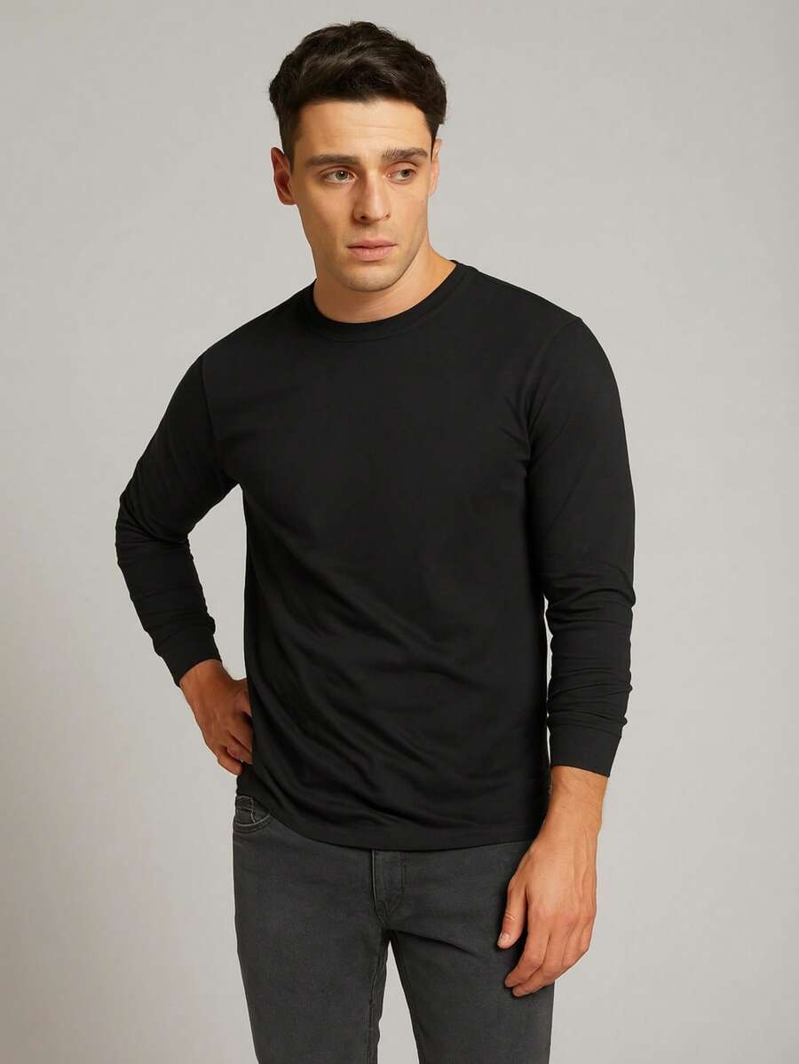 Playera Casual Manga Larga para Hombre - Negro - Ver 1