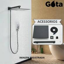 Chuveiro Ducha Slim Quadrada C/ Chuveirinho Luxo E Desviador - Preto - Visão 5