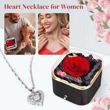 Rose Gifts For Women Mothers Girlfriend: Preserved Real Rose With Necklace Mothers Day Birthday Gifts - Forever Flowers Anniversary Wife Girlfirend Gifts Valentines Day Gifts For Her - A - 查看 5