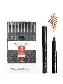 Mobee Super Black German Ink Pigment Liner Pen, 3/6/12 Pcs Fine Tip Pen Set, Metal Clip, German Ink, High-Quality Fine Tip Marker Pen, Water-Based Liner Pen, Master-Level Fine Art Drawing - màu đen - Xem 14