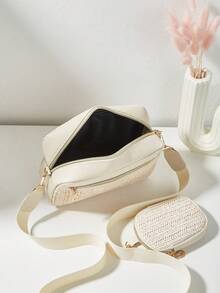 1pc Girls' Mini Wave Pattern Embossed Letter Pouch, Phone Wallet Coin Purse - Braided Apricot - View 6