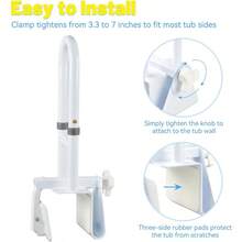 Grab BarsIcedeer - Barras de agarre para tina para personas mayores barra de agarre con asa de tina para apoyo de baño de ancianos riel de  para tina abrazadera de mango de tina de asistencia paraGrab Bars - blanco - Ver 4