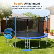 Trampoline Replacement Net For 12FT/15FT 8/6 Straight Poles Round Frame Trampolines, Safety Enclosure Net With Zipper, Hooks, Pole Cover, Blue - Blue - View 5