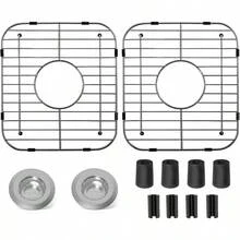 Kitchen SinksRejilla de fregadero de cocina de acero inoxidable protectores de fregadero de 13 x 11.6 x 1.2 pulgadas con orificio de drenaje central estante para fregadero para parte inferior del fregaderoKitchen Sinks - plateado - Ver 1