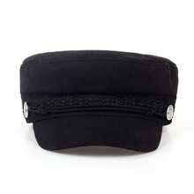 1顶女士白色蕾丝边水手帽，街头时尚贝雷帽，休闲平顶帽，适合秋冬季户外活动、旅行、海滩派对等场合。 - 彩色 - 查看 8