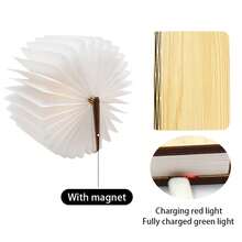 1PC LED 5 Colors Paper Creative Book Night Light USB Rechargeable Magnetic Folding Decorative Desk Lamp For Home Office Library Party Festival Gifts ﻿ - 書本燈杏色 - 查看 3