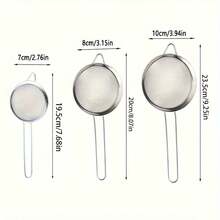3pcs/1pc Stainless Steel Fine Mesh Tea Strainer With Handle - Japanese Style Matcha Powder Sifter