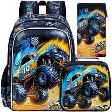 3pcs/Set Toddler Boys' Car Backpack, Waterproof Children's Backpack Set With Lunch Box, Cute Backpack Suitable For Preschool Kids - Backpack - View 2