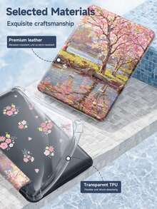 Sakura, Park & Malerei Muster kompatibel mit iPad Hülle, kompatibel mit iPad Air 4/5 (10,9"), kompatibel mit iPad 7/8/9 (10,2"), integrierter Apple Pencil Slot, passend für Tab S6 (10,4"), Tab A7 Lite (8,7"), Kindle (11. Generation, 2022), verstärkte Silikonecken, Auto Wake/Sleep, romantisches Herbst/Winter, Weihnachten, Valentinstag, Neujahrsgeschenk - Verschiedenfarbig - Übersicht 9