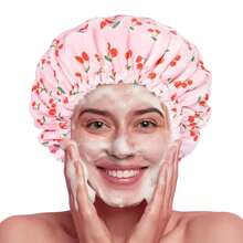 Gorro de ducha impermeable 3 en 1 para mujer, gorro de baño de pelo de fibra ultrafina absorbente de poliéster ajustable, gorro para dormir LZMR - 1 pieza rosa - Ver 8