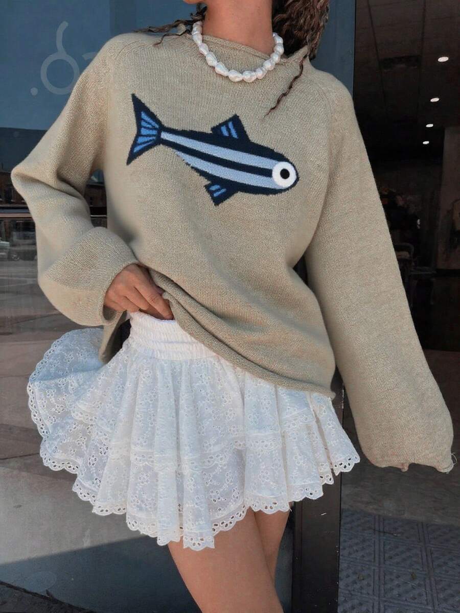 Women Knit Tops - Màu be - Xem 1