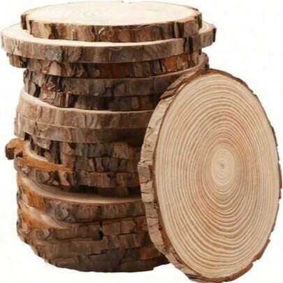 5片乡村松木DIY木片 - 直径3-5.5英寸，带树皮，木质杯垫，预抛光和抛光处理 - 非常适合作为春季、复活节、圣诞节、家庭婚礼和派对/生日礼物，也可用于房间装饰、家居装饰、浴室装饰、卧室装饰、客厅装饰、房屋装饰、DIY项目、圣诞装饰、婚礼中心和节日装饰。