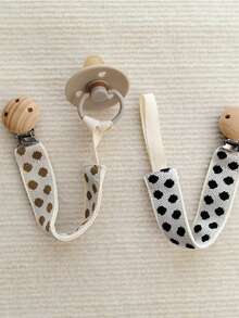 Polka Dot Pacifier Clip, Beechwood Clip Can Be Customized With Name, Pacifier Holder Chain - Multicolor - View 4