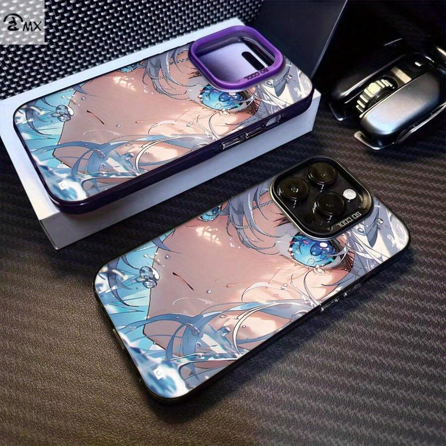 Funda de teléfono estilo anime con primer plano para 16, 16 Plus, 16 Pro, 16 Pro Max, 15, 15 Plus, 15 Pro, 15 Pro Max, 14, 14 Plus, 14 Pro, 14 Pro Max, 13, 13 Pro, 13 Pro Max, 12, 12 Pro, 12 Pro Max, 11, 11, 11 Pro Max, 7, 8, X, XS, anti-suciedad, a la moda, moderna, colorida, plateada IMD - Mezcla de colores - Ver 1