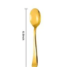 6pcs Stainless Steel Gold Dessert Salad Forks, Suitable For Home Kitchen Or Restaurant, Wedding Party, Size 7.5 Inches/19cm - Multicolor - View 10