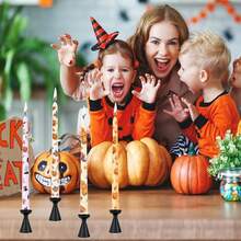 10 Inch Halloween Printed Floral Taper Candles 4 Pack Unscented Less Candle Sticks For Dinner, Fall Harvest{Inchcolor_nameinch:InchPumpkininch,Inchsize_nameinch:Inch10Inch-4Countinch} - 南瓜 - 查看 7