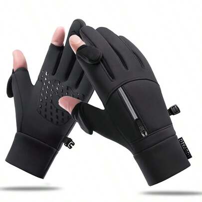 Guantes cálidos para pantalla táctil de invierno, guantes a prueba de viento y frío para deportes al aire libre para hombres y mujeres, adecuados para ciclismo, pesca, correr, con dedos descubiertos