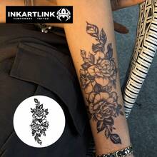INKARTLINK 革命性技术纹身，半永久纹身，深玫瑰色，自然元素，临时纹身，上色后防水，逼真纹身效果，植物纹身 - 黑色 - 查看 7