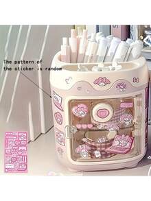 1个三丽鸥办公桌收纳盒，带贴纸 - 大容量塑料文具盒，可爱办公用品收纳盒，带抽屉，粉丝必备，精美桌面配件，适合万圣节、感恩节、复活节、圣诞节、情人节等节日 - 彩色 - 查看 7