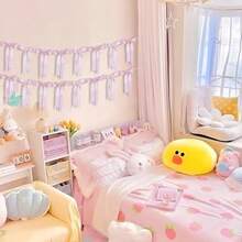 Yuubin 2 Pack Pink Bow Christmas Garland Banner DecorSweet Party Hanging Decorations For Women Coquette Birthday Bridal Shower Wedding Engagement Bachelorette Girl Baby Shower Supplies - 粉色 - 查看 3